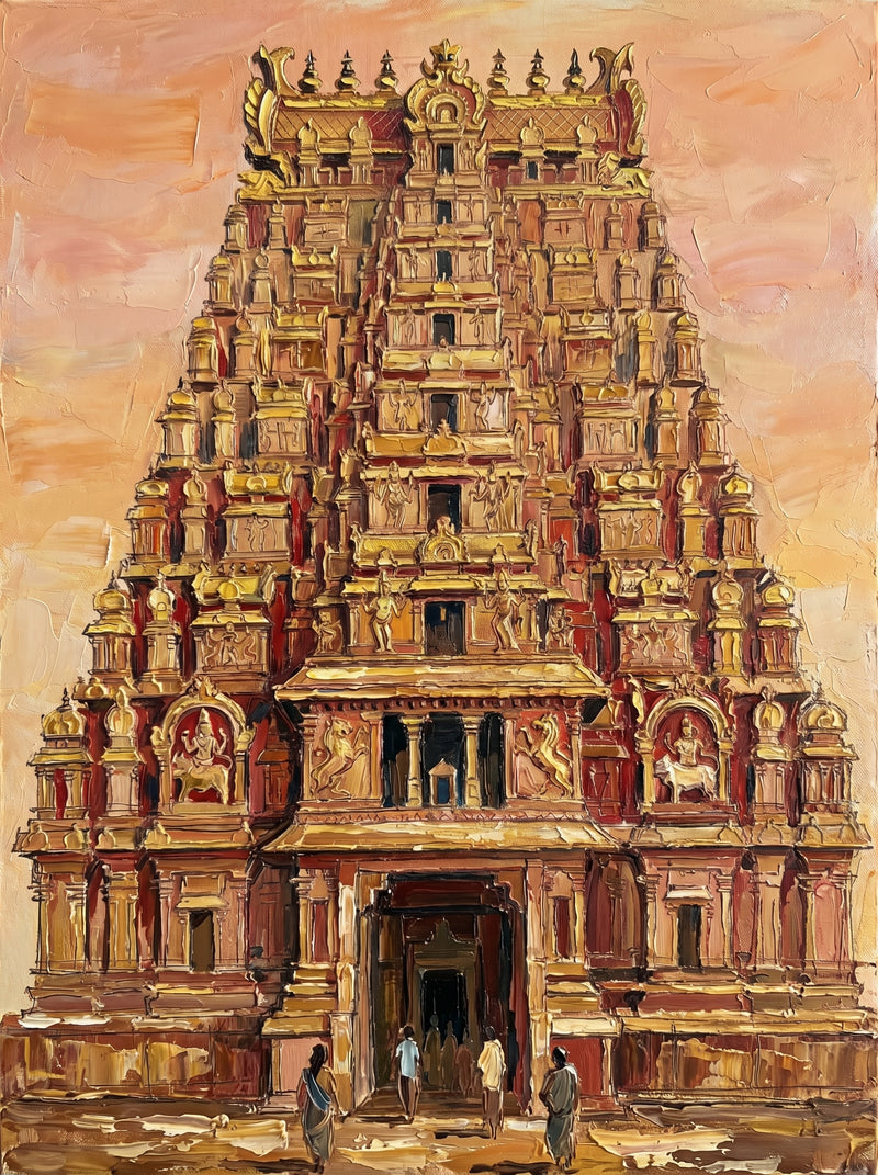 Meenakshi Temple Gopuram Madurai — Original Impressionist Canvas painting